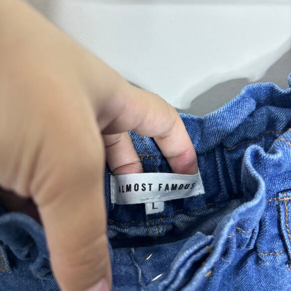 Almost Famous Blue Paperbag Jeans Sz L - Picture 4 of 9